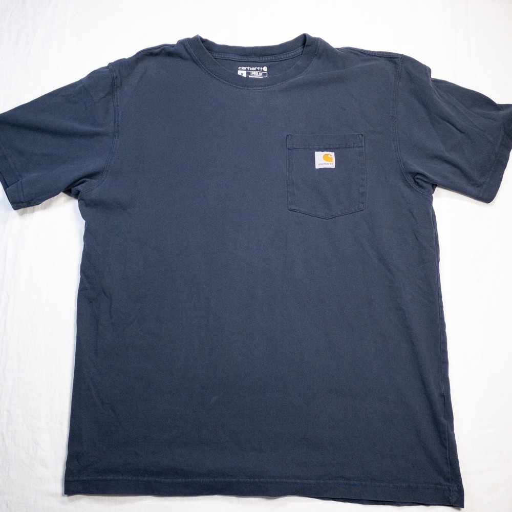 Carhartt Men Navy Blue Loose Fit K87 Pocket T-Shirt Size M Short Sleeve Cotton